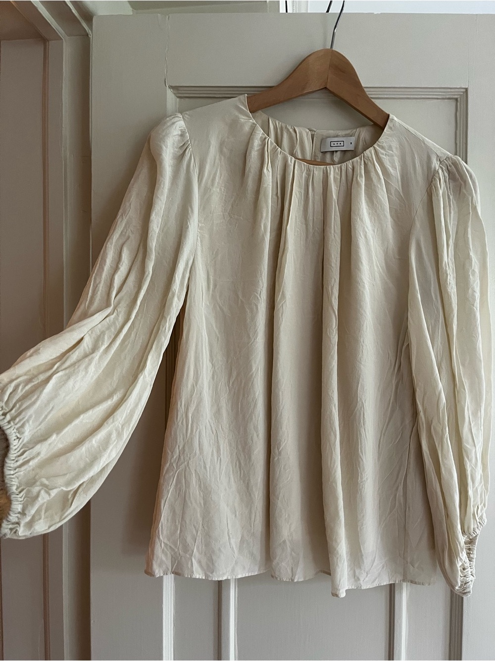 AYR Cream Gathered Round-Neck Blouse - Picture 2 of 7
